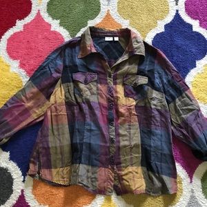 Cato 22/24 flannel type button down top colorful